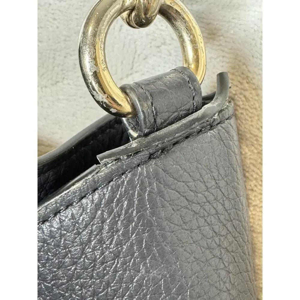 Coach Lexy Shoulder Bag Womens Pebbled Leather Blue Silver Chain Strap Zip